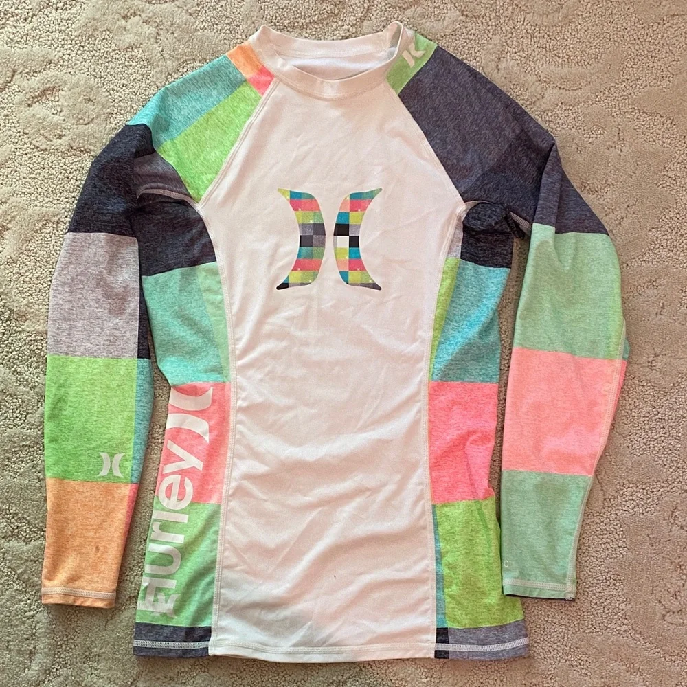 Hurley Multicolor Patchwork Rash Guard - Picture 1 of 3